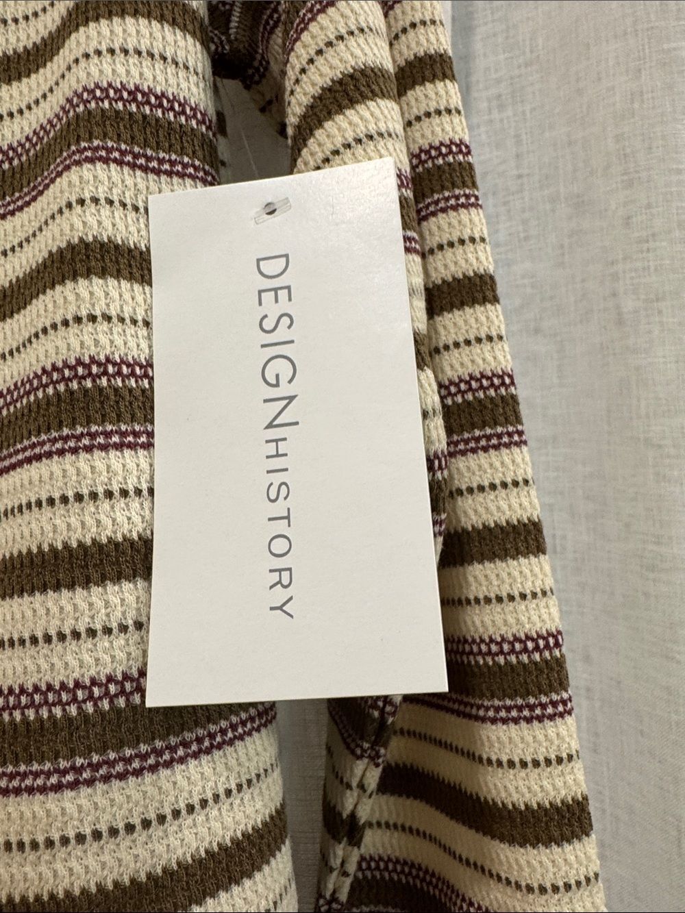 Women’s Design History Striped Knit Polo Top in Cream and Olive - Picture 4 of 7